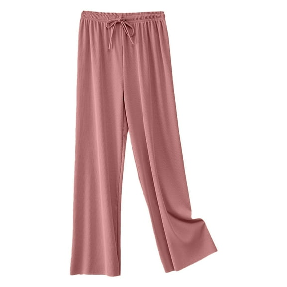 Razzly Summer Women's High Waist Ice Silk Wide Leg Pants Thin Loose Casual Trousers For Students With A Flowing Straight Cut Wide Leg Trousers Women The plus Size Jogging Pants for Women(Pink,3XL)