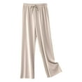 thumbnail image 1 of Razzly Summer Women's High Waist Ice Silk Wide Leg Pants Thin Loose Casual Trousers For Students With A Flowing Straight Cut Wide Leg Trousers Women The plus Size Jogging Pants for Women(White,3XL), 1 of 2