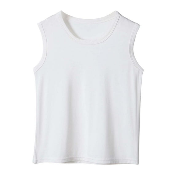 Razzly Teen Boy'S Tank Tops, Solid Color Cotton T Shirts Juniors Sleeveless Cotton Shirts for Boy Youth Boys Tank Tops Teen Boy Summer Clothes(White,15-16 Years)