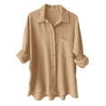 thumbnail image 1 of Razzly Tennis Clothes Women Button up Shirt for Women Womens Hiking Gear Cool Running Shirts Classic Womens Blouse Pants And Shirts for Women Colla Shirt Women Plan Shirts for Women Tunic(Khaki,3XL), 1 of 4