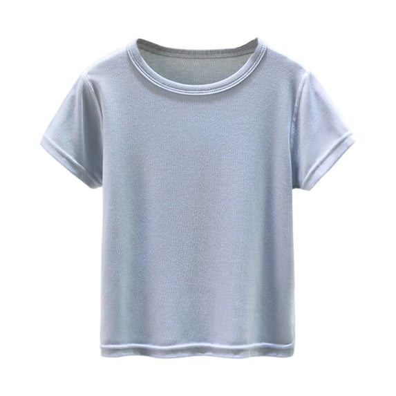 Razzly Toddler Boy Shirt,Solid Color Short Sleeve Shirts for Boy's Undershirts Cotton Toddler Boys Athletic T Shirt Kids Summer Clothes(Blue,18-24 Months)