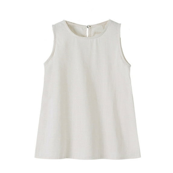 Razzly Toddler Girls Summer Dress Sleeveless Solid Color Toddler Baby Kids Casual Comfortable Outfit Playwear(Beige,12-24 Months)