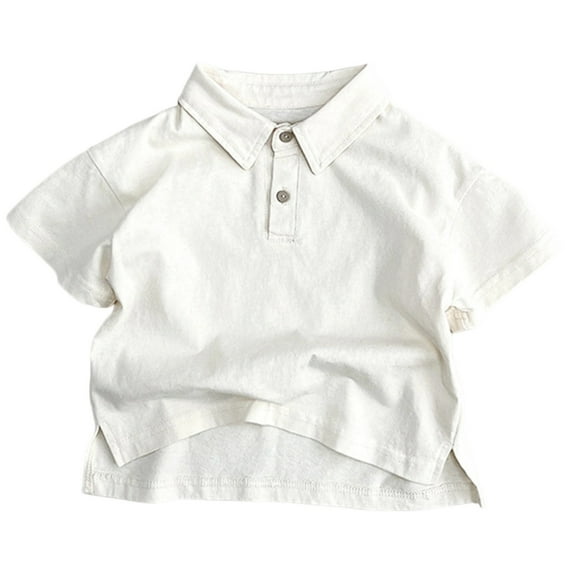 Razzly Toddler Golf Polo Shirts, Solid Color School Uniform for Boys Toddler Collared Golf T-Shirt Breathable Kids Short Sleeve Shirt(Beige,2-3 Years)