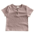 thumbnail image 1 of Razzly Toddler Kid T Shirts for Boy,Solid Color Henley Collar Boys Short Sleeve Shirts Boys' Cotton Shirt Toddler Athletic Shirts for Boys Summer Clothes for Boys(Khaki,12-15 Months), 1 of 3