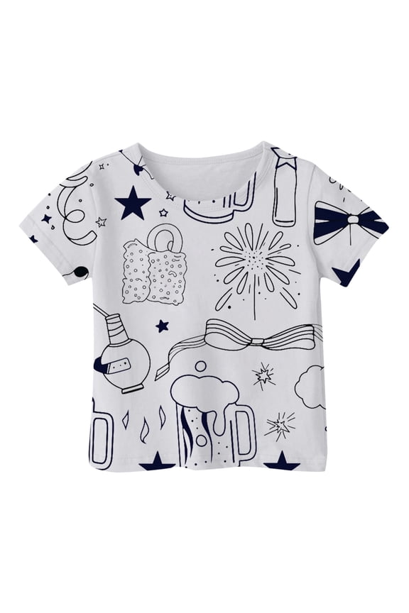 Toddler Kid Tee Shirts, Graffiti Kids Funny Graphic T Shirts Kid Short Sleeve Shirts Cotton Tee Shirts Toddler Girl Soft Basic T Shirts Kids Summer Shirt(White 2-3 Years)