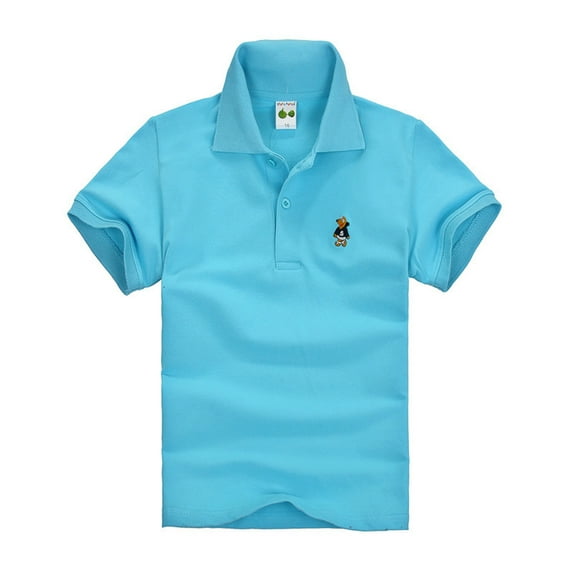 Razzly Toddler Pique Polo Shirts, Solid Color Quick Dry Short Sleeve Golf Shirt Toddler Boys Summer Tops Comfortable, Breathable Fabric Funny Shirts for Boys(Light Blue,18-24 Months)
