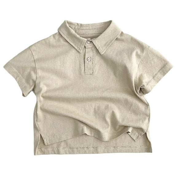 Razzly Toddler Short Sleeve Pique Polo, Solid Color Uniform Performance Toddler Classic Pique Polo Breathable Boys Summer Button Up T-Shirt(Khaki,1-2 Years)