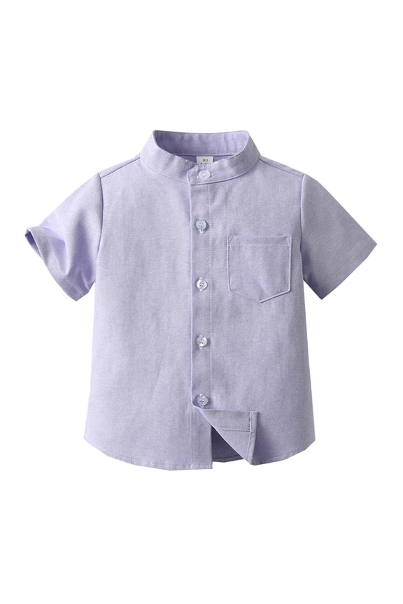 Tween Boy Dress Shirt, Solid Color Boys School Uniform Shirts Big Boys Boysdress Shirt Toddler Button-Down Shirt School Clothes(Purple,10-11 Years)