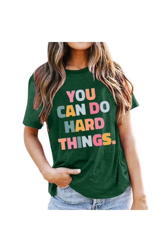 Versatile Women's T-Shirts Casual Letter Printed Top for Teachers Day Celebration and Daily Wear(Green,M)