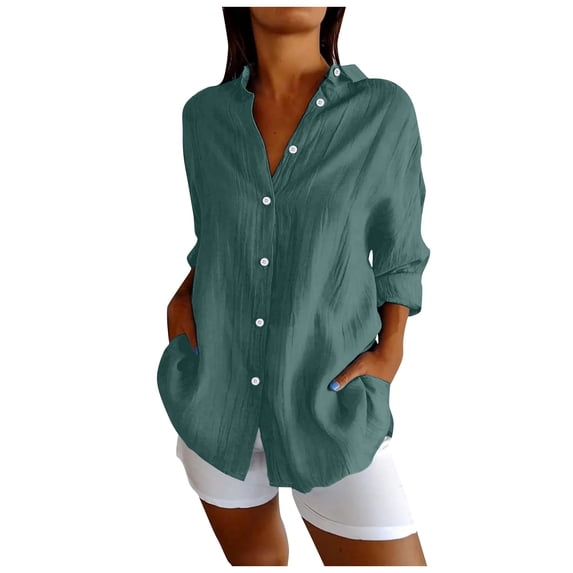Razzly Western Shirts Women Loose Fitting Tops for Women Tunic Tee Shirts for Women Exercise Clothes for Women Plain Button down Shirts for Women Women Casual V Neck Tops V Neck T(Mint Green,S)