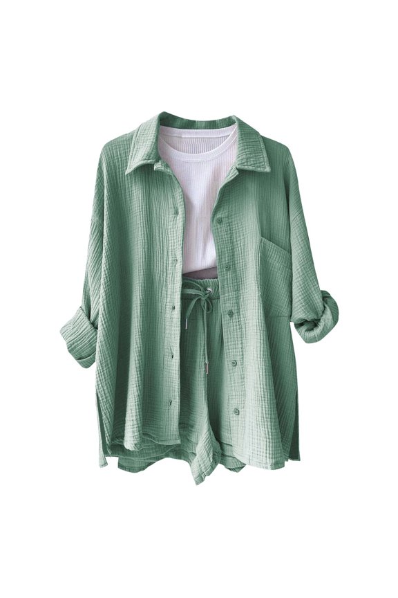 Women Button down Open Elbow Shirt Short Sleeve Shirts for Women Casual Summer Women S Tops Short Sleeve Top Tee Women Oversized Linen Shirts for Women Exercise T Shirts for(Light Green,2XL)