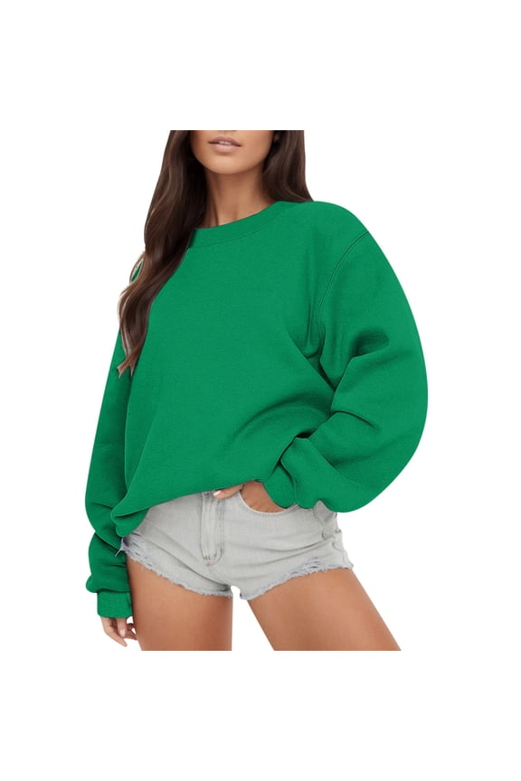 Women Long Sleeve Sweatshirt Casual Crewneck Loose Fit Pollover Hoodie Fall Tops Dressy Womens Hoodie Yoga Pants Hoodie Zip Women Heavy Sweat Jacket with Hood Drawstring Jacket Women(Green,M)