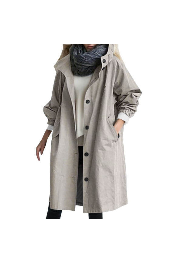 Women Loose Comfortable Hooded Coat Outwear Womens Elegant Windbreaker Wild Winter Women's Coat Windbreaker And Zip up Women's Insulated Cropped Womens Rain Jacket Water Full Womens(Grey,XL)