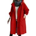 thumbnail image 1 of Razzly Women Loose Comfortable Hooded Coat Outwear Womens Elegant Windbreaker Wild Winter Women's Coat Windbreaker And Zip up Women's Insulated Cropped Womens Rain Jacket Water Full Womens Ski(Red,L), 1 of 5
