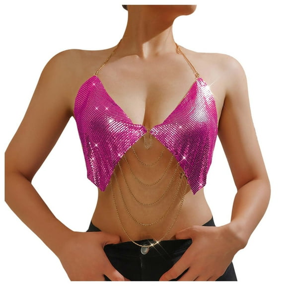 Razzly Women' Metal Rhinestone Camisole Elegant Evening Wear Sleeveless Party Top(Red,M)