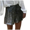 thumbnail image 1 of Razzly Women Summer Sequin Shorts High Waist Casual Loose A Line Hot Pants Sparkly Clubwear Night Out Shorts under Skirts Shorts for Women Womens Christmas Pajama Shorts Plaid Skirts for(Black,XL), 1 of 7