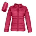 thumbnail image 1 of Razzly Women Warm Lightweight Hoodless Windproof Winter Coat With Recycled Insulation Winter Slim Short Hooded Warm White Down Coat Outerwear O Jacket Women Winter Rain Jacket Women(Hot Pink,XXL), 1 of 4