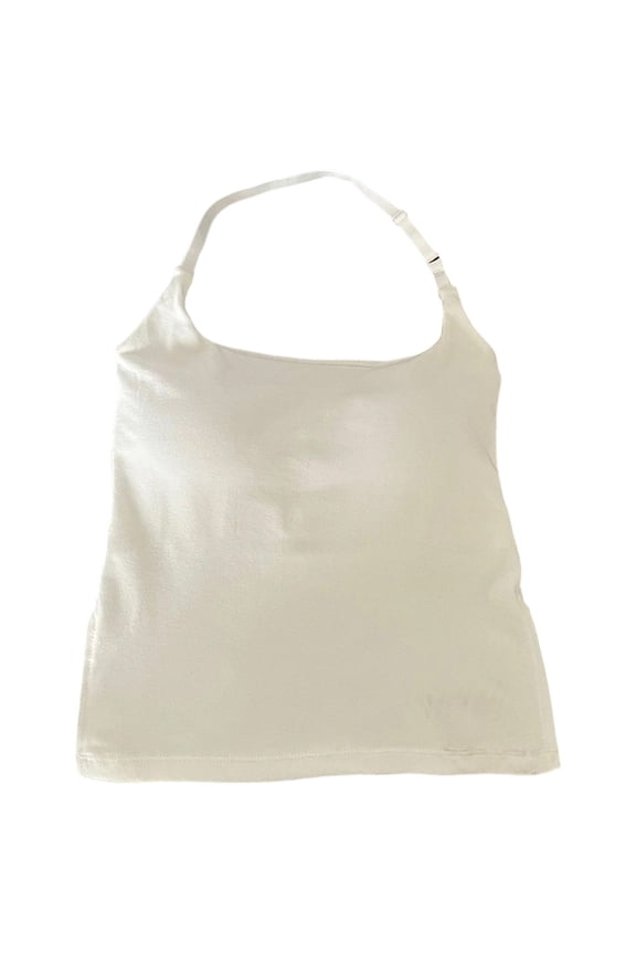 Women's Backless Camisole Built In Bra Slim Fit Strap Tank Top Daily Wear Comfortable Elegant(White,One Size)