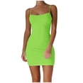 thumbnail image 1 of Razzly Women's Casual Dress Ladies' Fashion Versatile Solid Color Strap Casual Skirt for Everyday Wear Ideal for Parties Outings and Travel(Green,2XL), 1 of 4