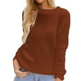 thumbnail image 1 of Razzly Women's Casual Knit Pullover Sweater Basic Long Sleeve Tops Comfortable Loose Fit Stylish Fashion Clothes for Winter and Fall(Brown,S), 1 of 6