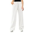 thumbnail image 1 of Razzly Women's Casual Loose Fit High Waist Drawstring Pants With Side Pockets plus Size Exercise Pants for Women Soft Womens Sweatpants Elastic Waist Pants for Women plus Wide Legs Pants for(White,M), 1 of 9