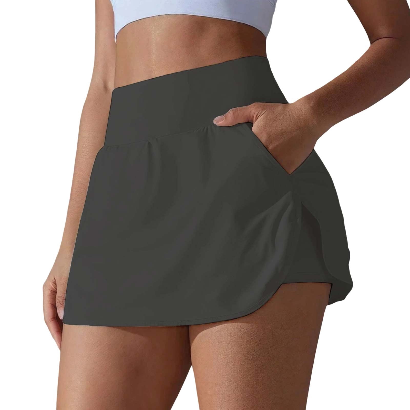 Razzly Women's Dresses Mini Sleeveless Dress Athletic Skirt With Two-Layer Design Casual Tennis Dress Featuring Built-In Shorts for Daily Living and Wear casual dress designed for daily and(Grey,M)
