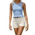 thumbnail image 1 of Razzly Women's Fashion Tank Top Casual Ruffle Hem Design Everyday Wear Spring Summer Basic Piece(Blue,S), 1 of 6