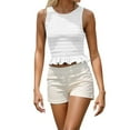thumbnail image 1 of Razzly Women's Fashion Tank Top Casual Ruffle Hem Design Everyday Wear Spring Summer Basic Piece(White,M), 1 of 6