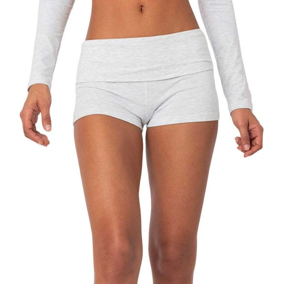 Razzly Women's Folding Waist Solid Color Short Base Skinny Low Rise Leggings under Skirt Shorts Workout Leggings for Women Shiny Workout Leggings Lou Lou And Co Printed Leggings for(Light Gray,S)