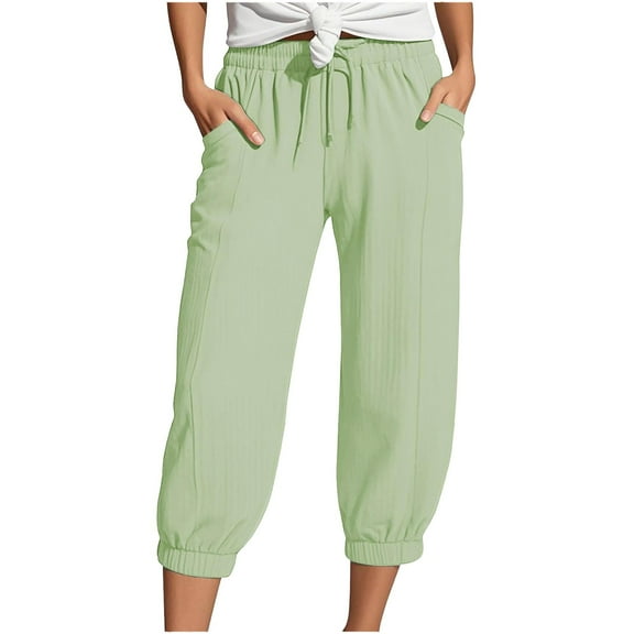 Razzly Women's High Waist Straight Leg Casual Pants Soft Comfortable Loose Fit Yoga Trousers for Daily Wear Spring Summer(Green,2XL)