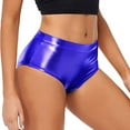 thumbnail image 1 of Razzly Women's High Waisted Metallic Booty Shorts Rave Bottoms For Dancing Hot Pants Clubwear Womens Jean Shorts for Summer Spandex Shorts Women Silk Pajamas for Women Shorts Set Women's(Dark Blue,L), 1 of 6