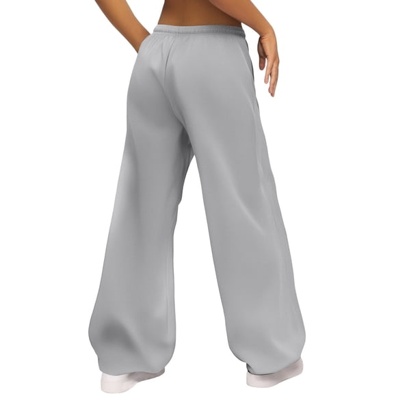 Razzly Women's Outfit Women's Casual Wide Leg Pants for Everyday Wear with Drawstring Elastic Waistband and Side Pockets(Grey,S)