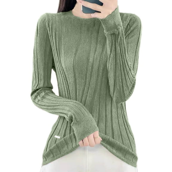 Razzly Women's Oversized Pullover Sweater Soft Knit Long Sleeve Round Neck Casual Comfortable Tops Loose Fit Stylish Basic for Fall Winter(Light Green,L)