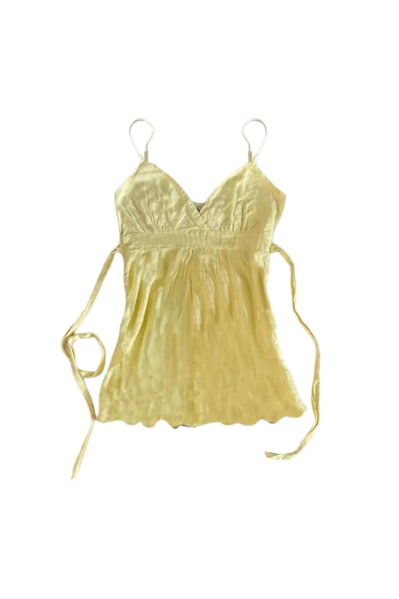 Women's Retro Leopard Print Slim Fit Strap Vest European Style Summer Fashion Top(Yellow,M)