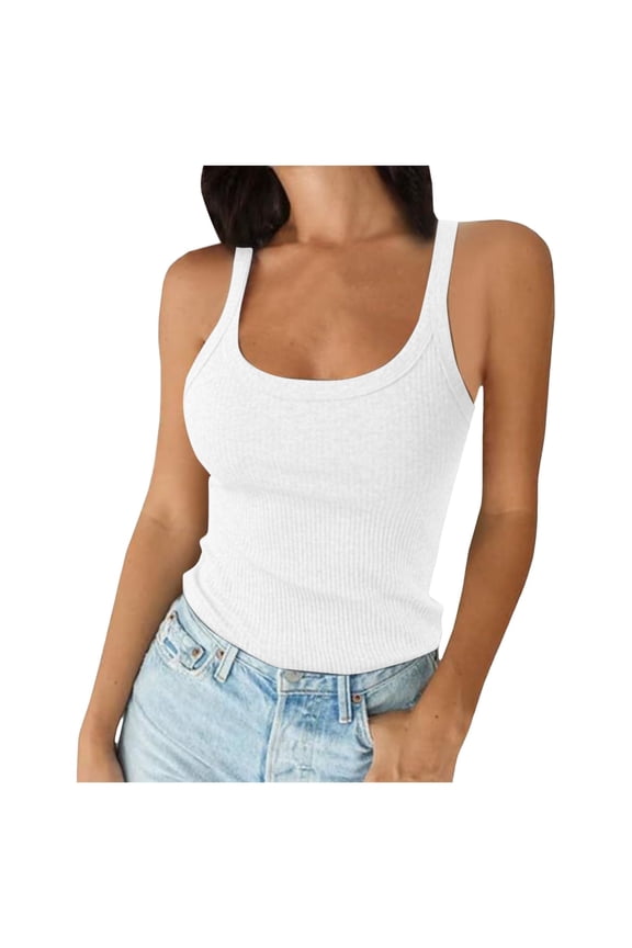 Women's Ribbed Knit Sweater Vest Spaghetti Strap Slim Fitted Camisole Top Sleeveless Layering Shirt(White,XS)