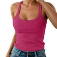 thumbnail image 1 of Razzly Women's Ribbed Spaghetti Strap Tank Top Slim Fitted Camisole Basic Sleeveless Layering Shirt(Hot Pink,XXL), 1 of 6