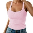 thumbnail image 1 of Razzly Women's Ribbed Spaghetti Strap Tank Top Slim Fitted Camisole Basic Sleeveless Layering Shirt(Pink,XXL), 1 of 6
