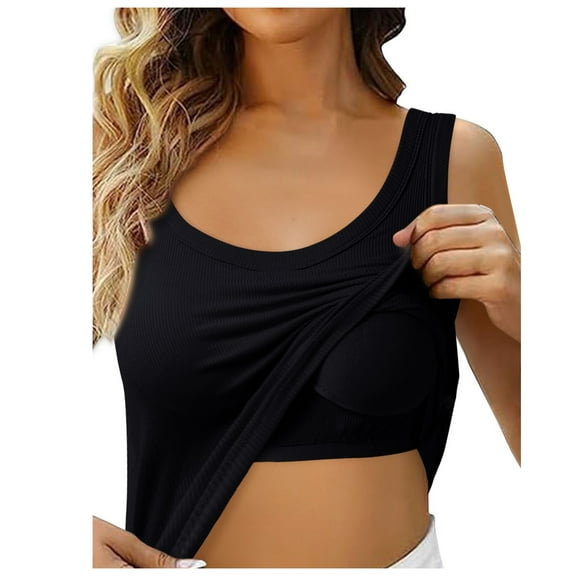 Razzly Women's Shelf Bra Camisole with Adjustable Spaghetti Strap Basic Layering Tank Top(Black,M)
