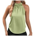 thumbnail image 1 of Razzly Women's Silk Satin Neck Tank Top Casual Sleeveless Blouse with Curved Hem Lightweight Dressy Summer Top(Mint Green,M), 1 of 7