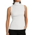 thumbnail image 1 of Razzly Women's Slim Fit Turtleneck Knitted Vest Solid Color Sleeveless Sweater Tank Top(White,One Size), 1 of 4