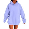 thumbnail image 1 of Razzly Women's Solid Color Drop Shoulder Hoodie With Pockets Comfortable And Stylish Sweatshirt Top Thick Sweatshirts Women Front Zip Hoodie Women Zip up Hoodie Women Yoga Hoodie Pullover(Purple,M), 1 of 5