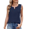 thumbnail image 1 of Razzly Women's Solid V-Neck Chiffon Vest Stretch Sleeveless Loose Fit Comfortable Top(Navy,S), 1 of 7