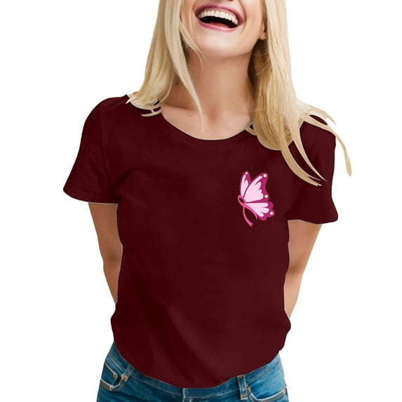 Razzly Women's T Shirts For Awareness International Cancer Month Printed Top For Women Stylish And Supportive Graphic Tee Tops for Women Casual Summer T Shirts Women Large Dry Tech Shirts(Wine,XL)