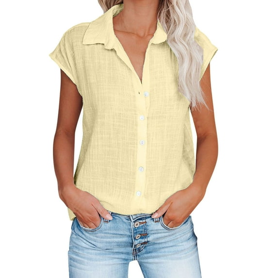 Razzly Women's T-Shirts Casual Solid Color Breathable Short Sleeve Shirt Comfortable Top for Everyday Style(Yellow,3XL)