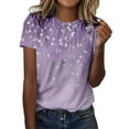 thumbnail image 1 of Razzly Women's T-Shirts Fashion Print Casual Point Sleeve Crew Neck Top for Everyday Wear(Light Purple,2XL), 1 of 4