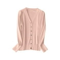 thumbnail image 1 of Razzly Women's V Neck Knitted Cardigan Sweater Long Sleeve Spring Autumn Fashion Lightweight Layering Top Cardigan Duster Sweaters for Women Leopard Cardigan Sweater 1x Cardigan for Women(Pink,M), 1 of 2
