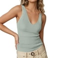 thumbnail image 1 of Razzly Women's V Neck Slim Fit Ribbed Knit Camisole Tops Sleeveless Shirt For Layering And Casual Wear(Grey,One Size), 1 of 4