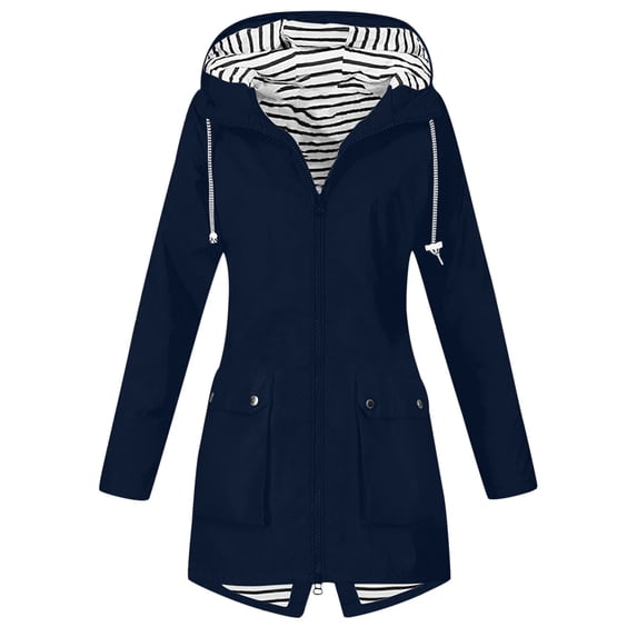 Razzly Women's Zipper Women's Hardshell Outdoor Hooded Hiking Jacket Lightweight Windbreaker 90s Jackets Rain Jacket Hood Hiking Tops Women Coat plus Size Women And Windbreaker Women Large(Navy,S)
