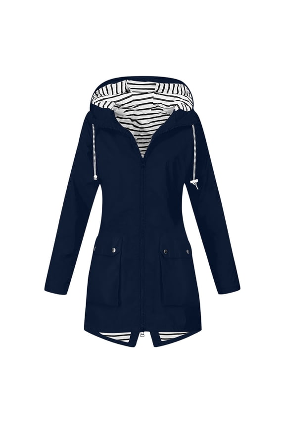 Women's Zipper Women's Hardshell Outdoor Hooded Hiking Jacket Lightweight Windbreaker 90s Jackets Rain Jacket Hood Hiking Tops Women Coat plus Size Women And Windbreaker Women Large(Navy,XXL)