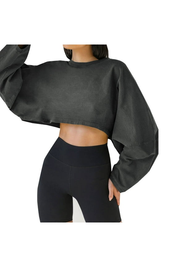 Womens Athletic Tee S T Shirts Women Womens Long Sleeve Cold Gear Womens Summer Tops Loose Fit Women Tops Summer Large Women's Solid Color Crew Neck Sweatshirt Short Sleeve Sports(Dark Gray,M)